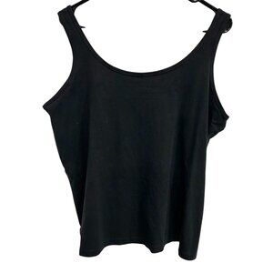Woman Within Black Tank Top 1X Adjustable Straps Cotton Spandex Comfortable Fit